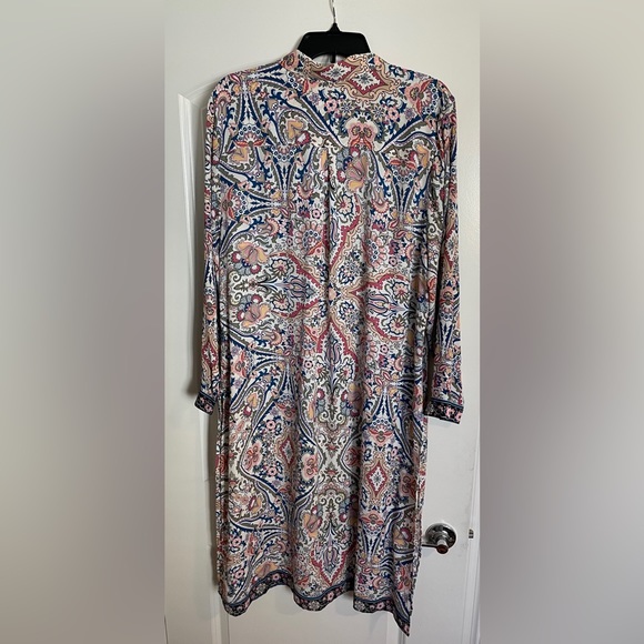 Chico’s Long Paisley Tunic Sz 3 Dress Duster Sweeping Effortless Office Casual - Picture 4 of 7